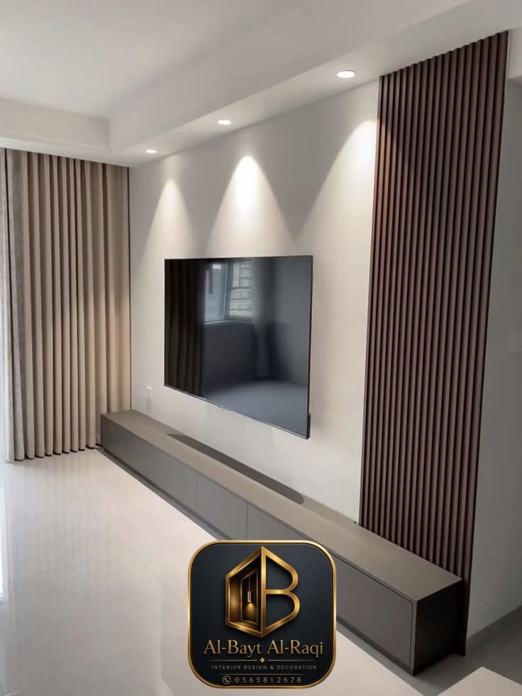 تصميم ديكور شاشة تلفزيون حديث في حي المنار